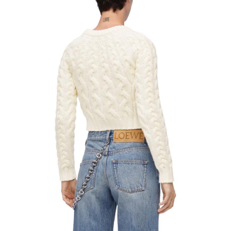 Shop (W) LOEWE Suéter de Lana Blanca con Logo Bordado. S359Y14KDO-2100