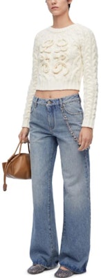 (W) LOEWE Suéter de Lana Blanca con Logo Bordado. S359Y14KDO-2100 Details for (W) LOEWE Suéter de Lana Blanca con Logo Bordado. S359Y14KDO-2100