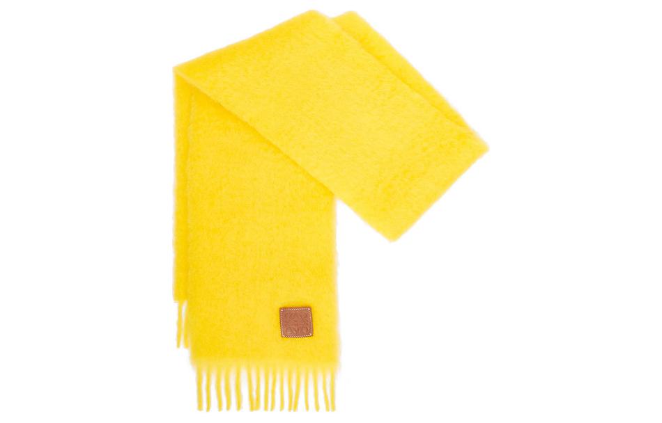 (Women) LOEWE  Yellow Logo Embroidered Wool Scarf. F655254X01-8100