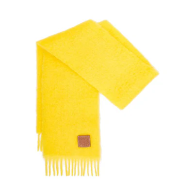(Women) LOEWE Yellow Logo Embroidered Wool Scarf. F655254X01-8100