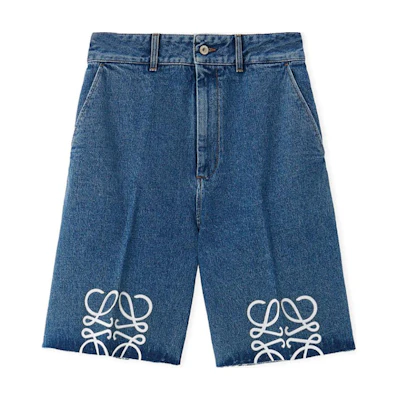 (Women) LOEWE Anagram Blue Denim Shorts with Back Logo FW24. S359Y11XC7-5320