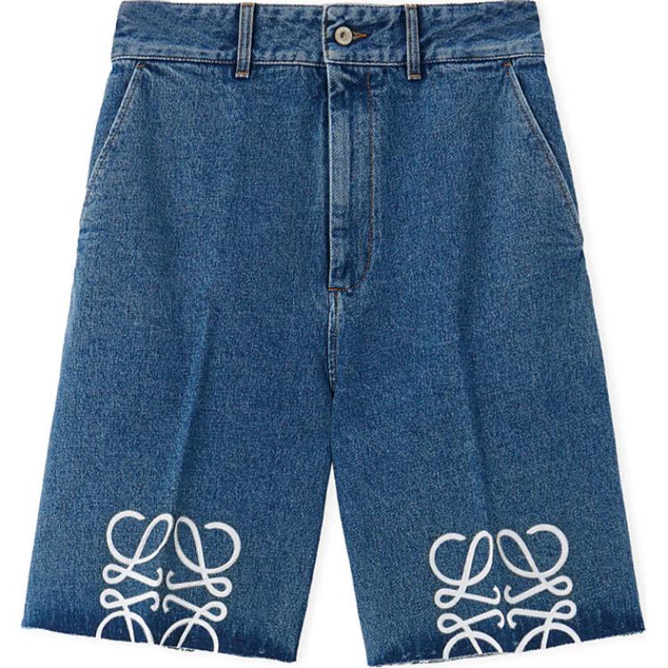 Order (W) 로에베 애너그램 블루 데님 쇼츠 백 로고 FW24. S359Y11XC7-5320