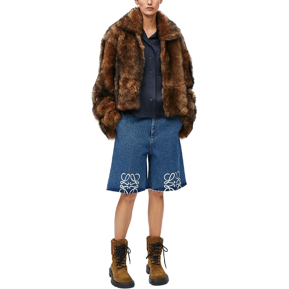 Lookbook (W) 로에베 애너그램 블루 데님 쇼츠 백 로고 FW24. S359Y11XC7-5320