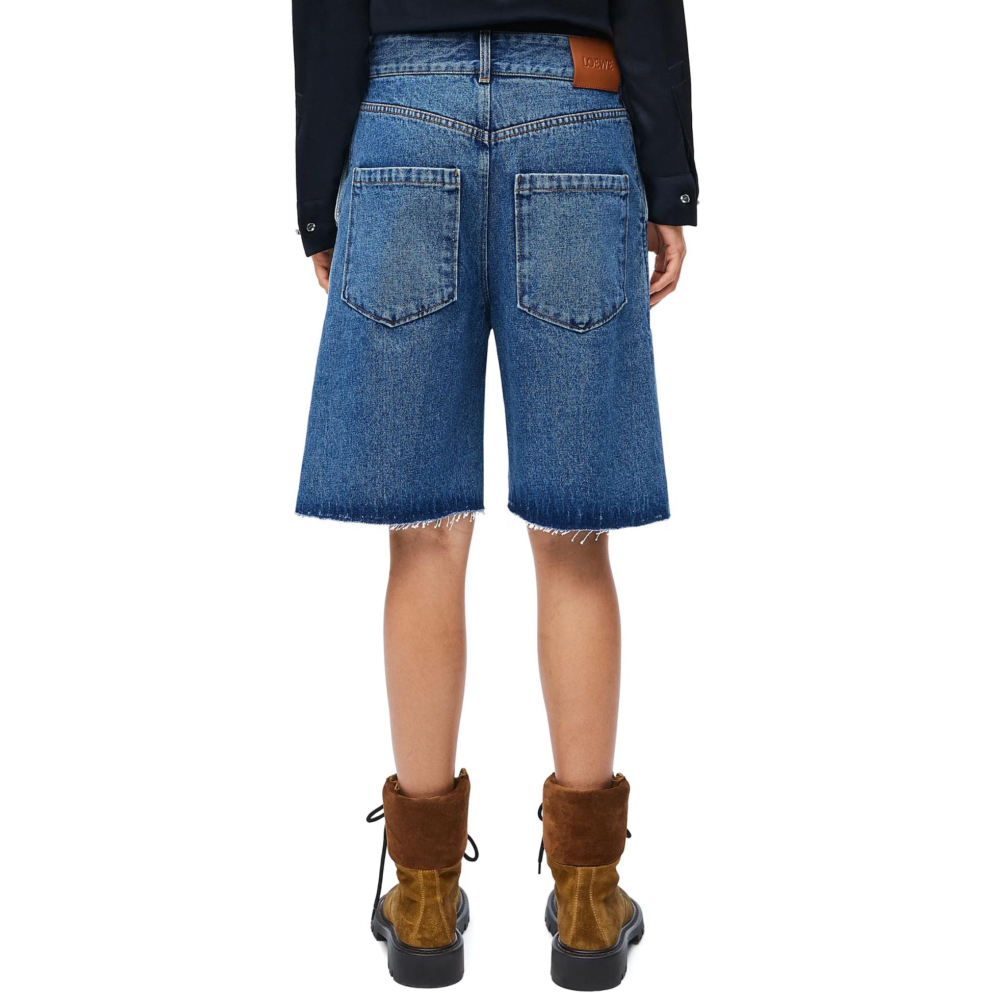 Shop (W) 로에베 애너그램 블루 데님 쇼츠 백 로고 FW24. S359Y11XC7-5320