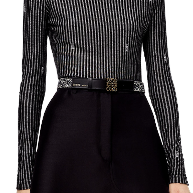 Lookbook (W) LOEWE Anagram 黑色提花皮带 2.8cm 时尚设计 E619Z26X01-1206