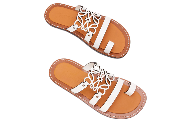 (W) LOEWE Anagram 'Sleek Open-Toe White Sandals' 圖 4