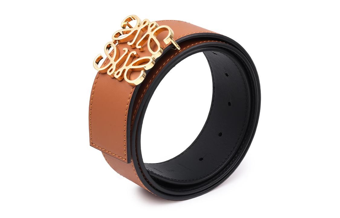 Shop (Women) LOEWE Anagram Brown Leather Belt 4cm 51501010-2544