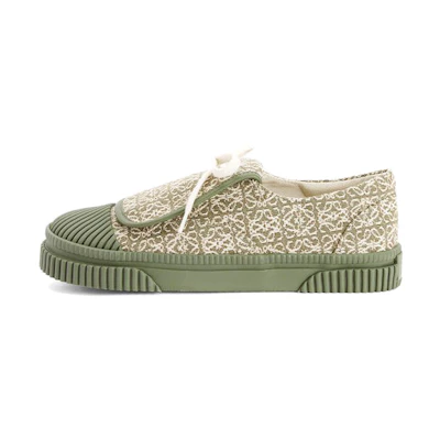 (W) LOEWE Anagram Canvas 'Green Floral and Calfskin'