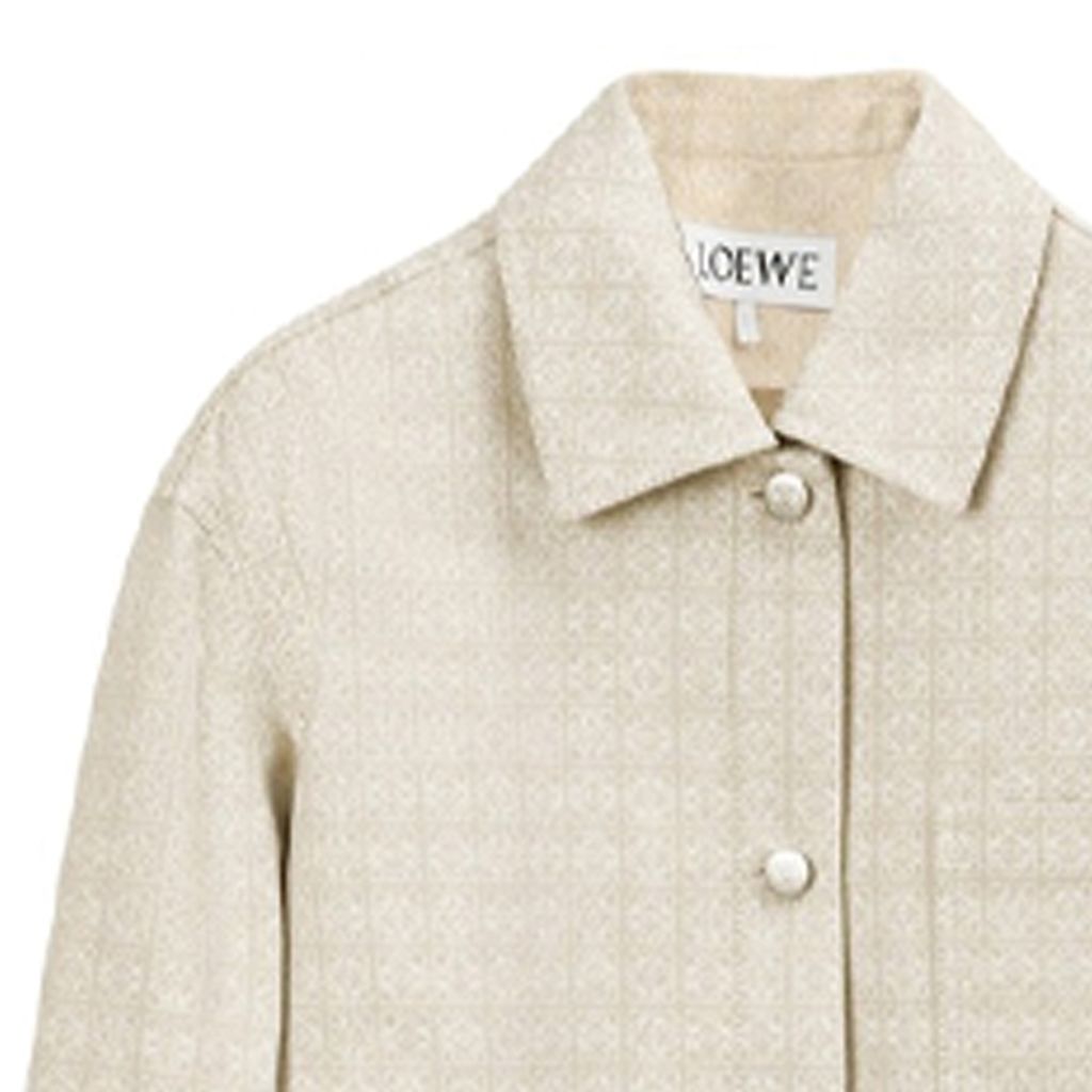 Sizing (W) Chaqueta Mujer LOEWE Anagram Algodón Blanco Roto de un Solo Botón. S359330XCV-2453