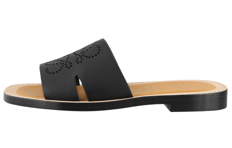 (Women) LOEWE Anagram Flat Sandal 'Black Leather' 45310860-1100