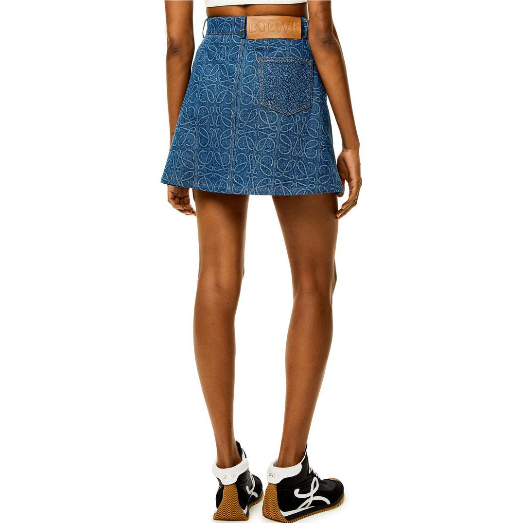 Purchase (W) ロエベ アナグラム ジャカード デニムスカート ブルー - FW22 春夏コレクション S359Y13X22-5380