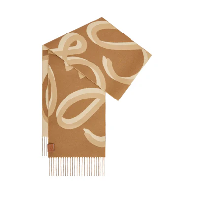 (Women) LOEWE Anagram Jacquard Wool Scarf Women’s Camel Color F606257XAH-3629