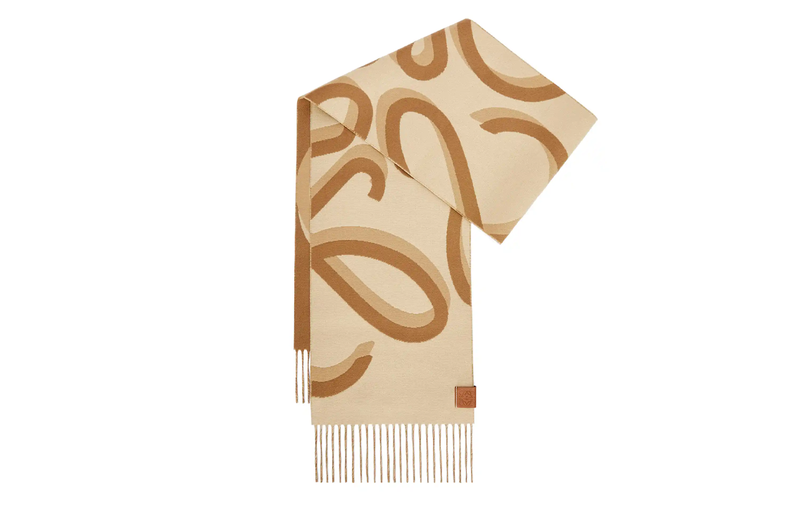 (Women) LOEWE Anagram Jacquard Wool Scarf Women’s Camel Color F606257XAH-3629 圖 3