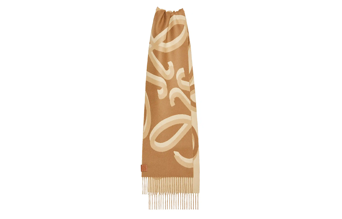 (Women) LOEWE Anagram Jacquard Wool Scarf Women’s Camel Color F606257XAH-3629 圖 4