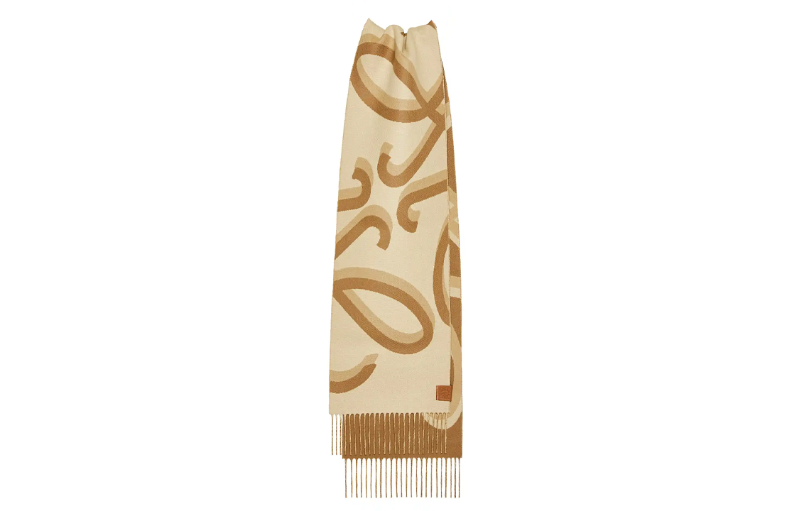(Women) LOEWE Anagram Jacquard Wool Scarf Women’s Camel Color F606257XAH-3629 圖 5