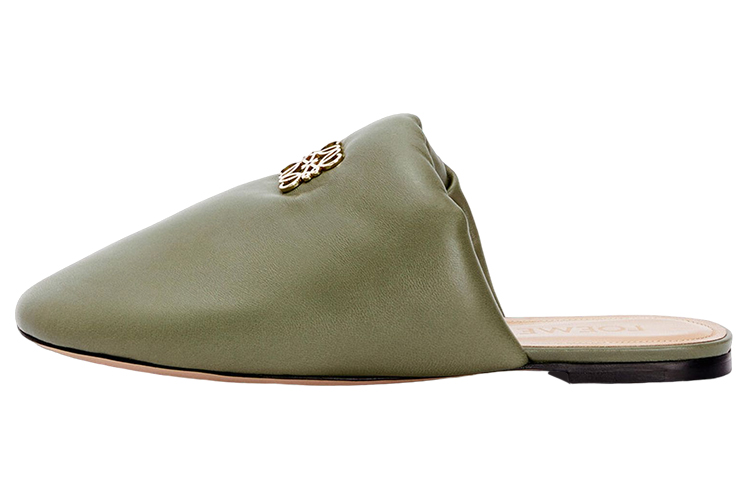 (W) LOEWE Anagram Leather Flat 'Green'