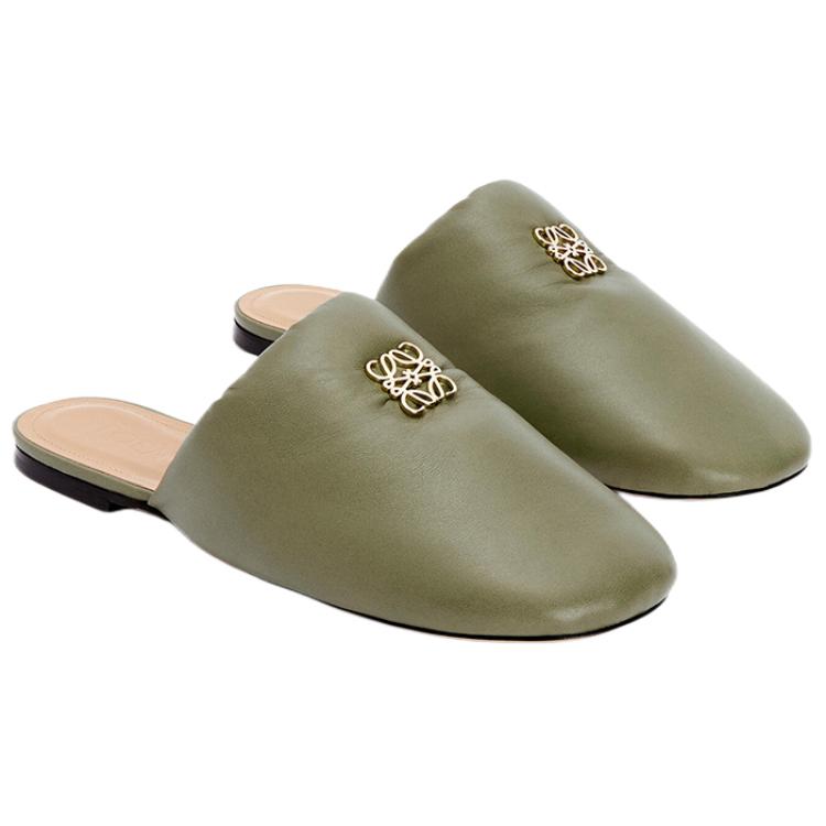(W) LOEWE Anagram Leather Flat 'Green' 圖 4