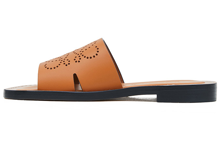 (W) LOEWE Anagram Leather Flat Sandals 'Brown'