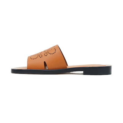 (W) LOEWE Anagram Leather Flat Sandals 'Brown'