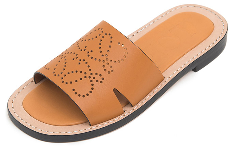 (W) LOEWE Anagram Leather Flat Sandals 'Brown' 圖 3