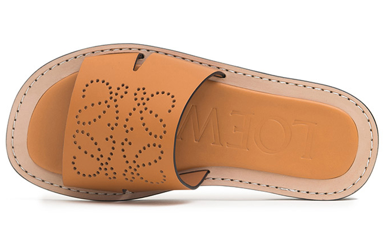 (W) LOEWE Anagram Leather Flat Sandals 'Brown' 圖 4