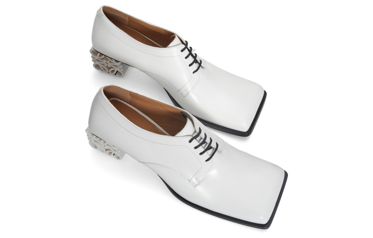Lookbook (Women) LOEWE Anagram Leather Lace-Up 'Sculptural Heel White' L815S02X12-2100