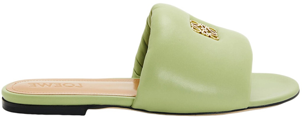 (Women) LOEWE Anagram Leather Logo Flat Sandal 'Light Green' L815379X70-4320 Order (Women) LOEWE Anagram Leather Logo Flat Sandal 'Light Green' L815379X70-4320