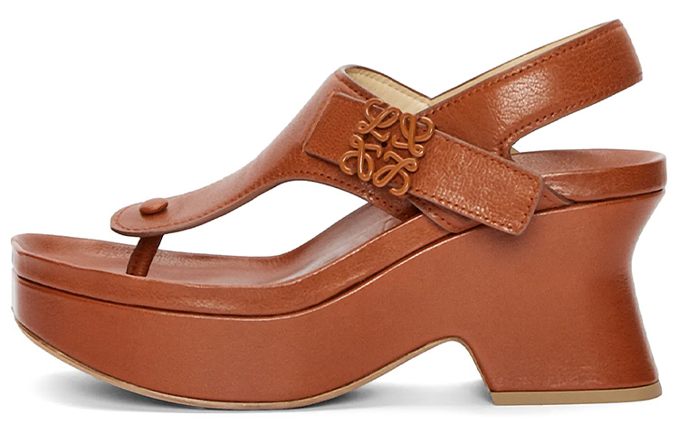 (W) LOEWE Anagram Leather Platform Buckle Slide 'Brown'