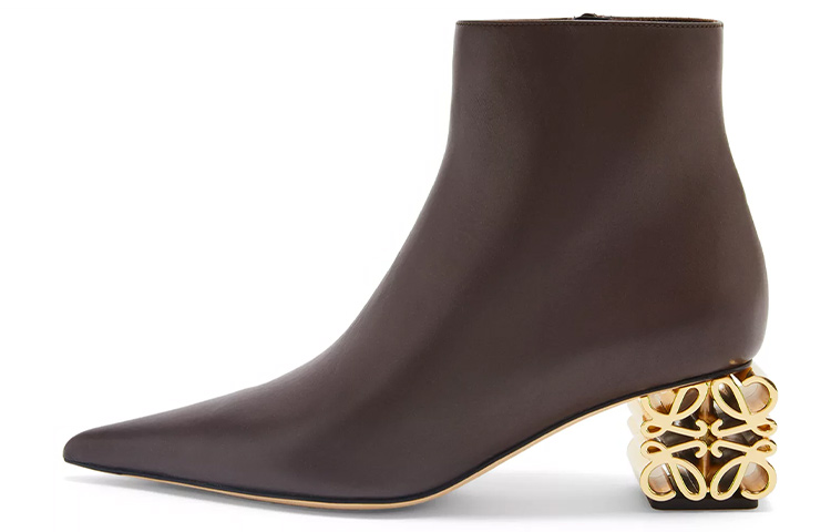 (W) LOEWE Anagram Leather Zip Boots 'Brown'