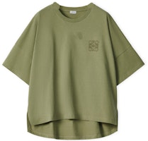 (Women) LOEWE Anagram Logo Embroidered Sage Green Cropped T-Shirt. S359341XA4-4380 (Women) LOEWE Anagram Logo Embroidered Sage Green Cropped T-Shirt. S359341XA4-4380