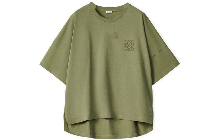 Order (W) LOEWE Anagram标志刺绣鼠尾草绿短款T恤。 S359341XA4-4380