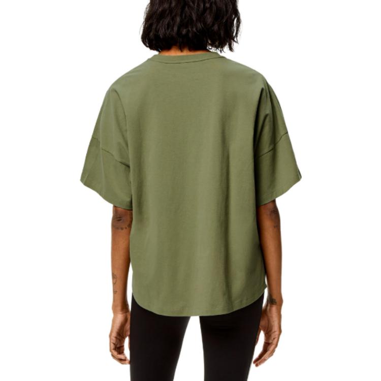 Purchase (W) LOEWE Anagram标志刺绣鼠尾草绿短款T恤。 S359341XA4-4380