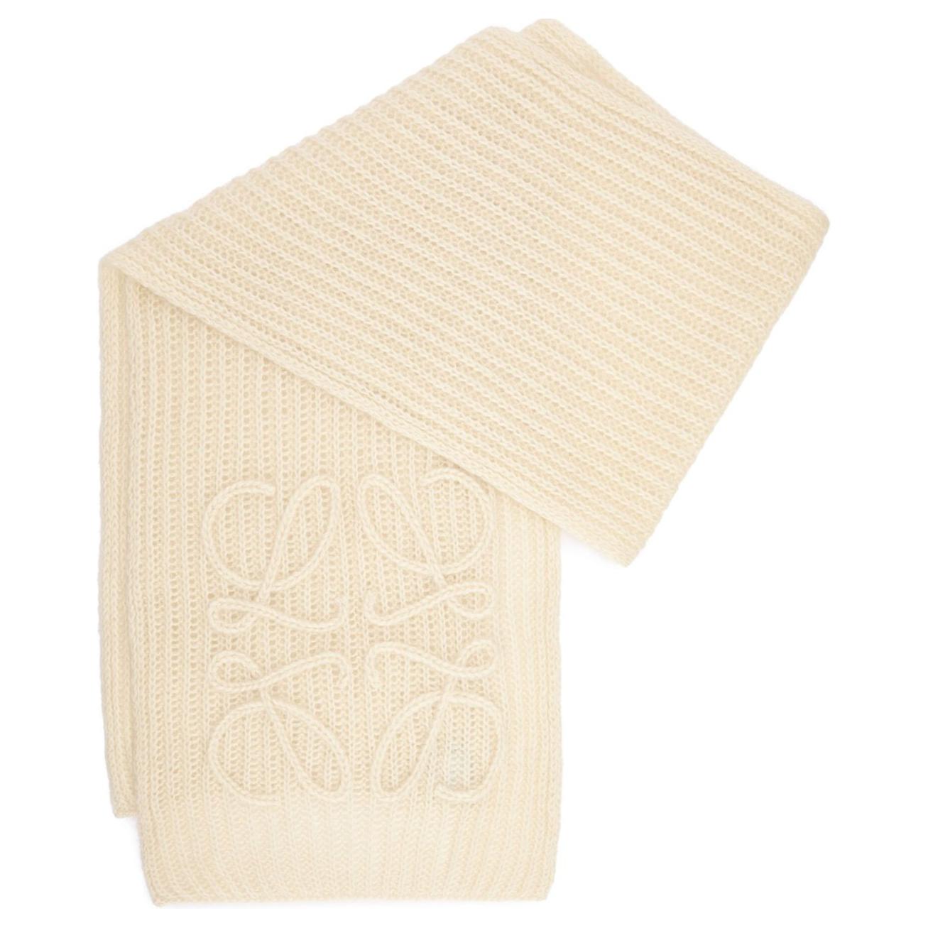 (Women) LOEWE Anagram Mohair Blend Scarf White  Accessory F811487X53WHITE 圖 2