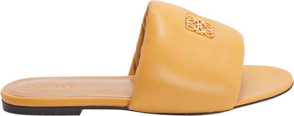 LOEWE羅意威 Anagram 皮革 平底一字 時尚涼拖 女款 黄色 Buy LOEWE羅意威 Anagram 皮革 平底一字 時尚涼拖 女款 黄色