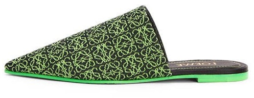 (Women) LOEWE Anagram Pointed Toe Flat 'Green' L815291X16-1687 (Women) LOEWE Anagram Pointed Toe Flat 'Green' L815291X16-1687