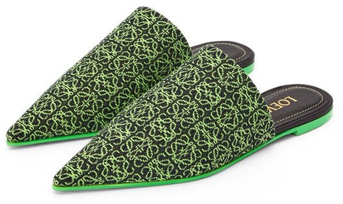 (Women) LOEWE Anagram Pointed Toe Flat 'Green' L815291X16-1687 Order (Women) LOEWE Anagram Pointed Toe Flat 'Green' L815291X16-1687