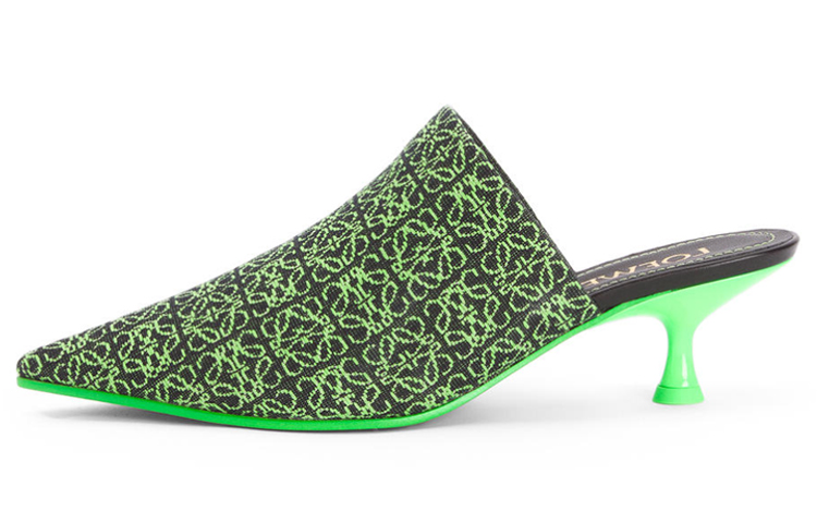 (Women) LOEWE Anagram Slip-On Stiletto Mules 'Green' L815S01X35-1687