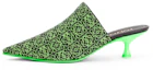Buy (Women) LOEWE Anagram Slip-On Stiletto Mules 'Green' L815S01X35-1687