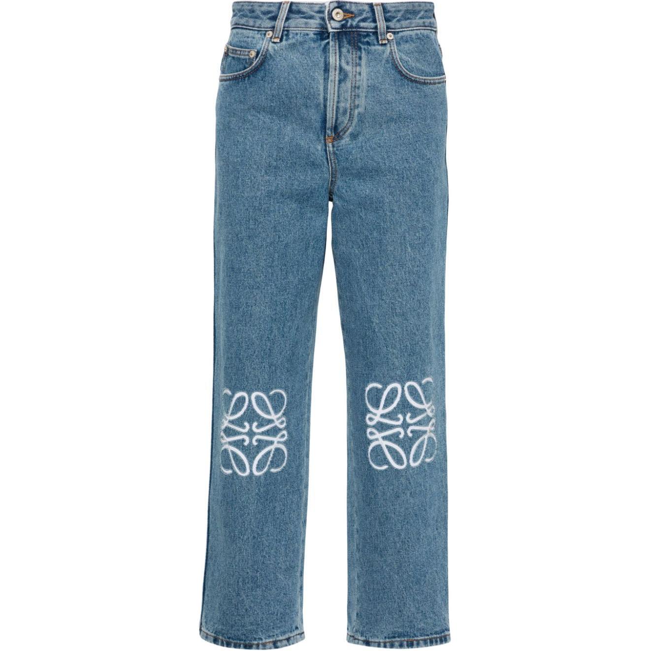 (Women) LOEWE Anagram SS25  Blue Mid-Rise Straight-Leg Cropped Jeans. S359Y11XBT-5475