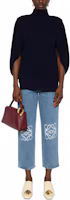 Lookbook (Women) LOEWE Anagram SS25 Blue Mid-Rise Straight-Leg Cropped Jeans. S359Y11XBT-5475