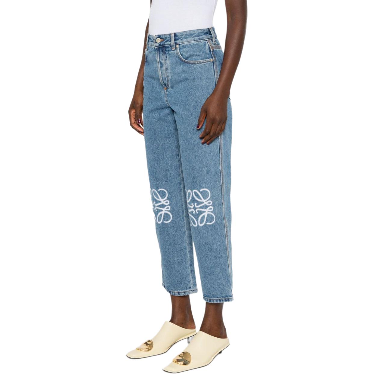 Purchase (W) ロエベ アナグラム SS25 ブルー ミッドライズ ストレート クロップドジーンズ S359Y11XBT-5475