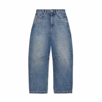 (Women) LOEWE Anagram SS25 Logo Patch Wide-Leg Jeans - Blue. S359Y11XCM-6395