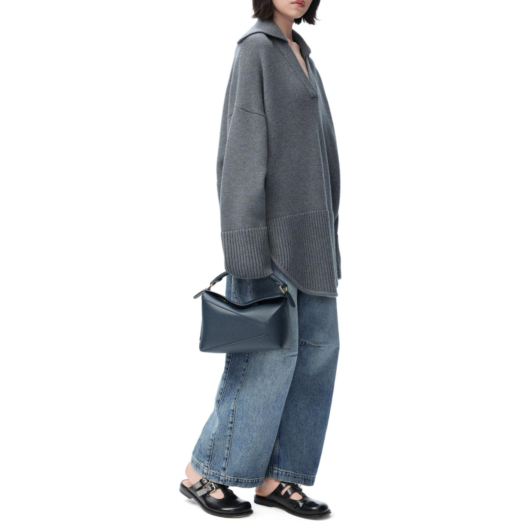 Purchase (W) ロエベ アナグラム SS25 ロゴパッチ ワイドレッグ ジーンズ - ブルー. S359Y11XCM-6395