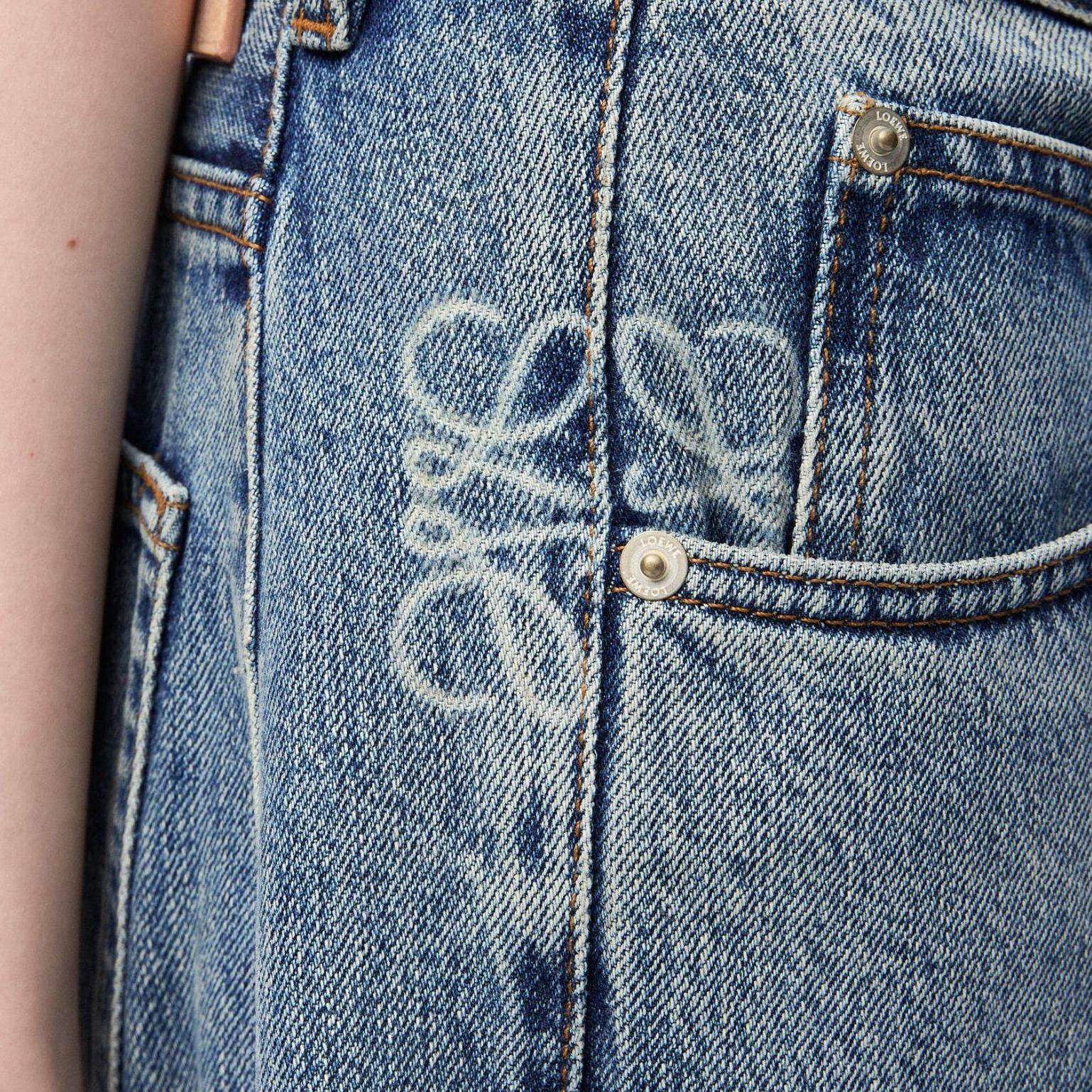 Details for (W) ロエベ アナグラム SS25 ロゴパッチ ワイドレッグ ジーンズ - ブルー. S359Y11XCM-6395