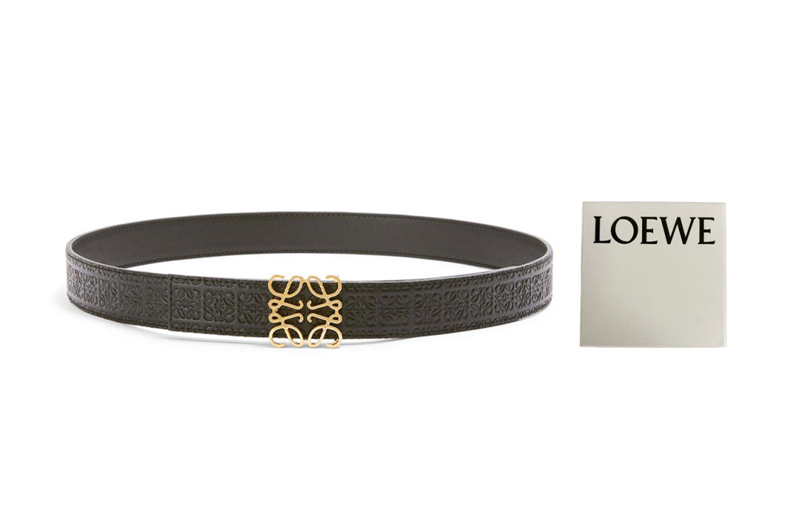 Shop (W) LOEWE 黑色小牛皮腰带搭配光滑扣环 2.8cm. E619Z26X02-1206