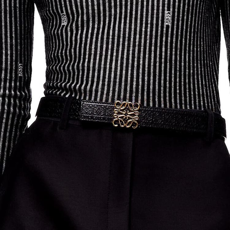 Purchase (W) LOEWE 黑色小牛皮腰带搭配光滑扣环 2.8cm. E619Z26X02-1206