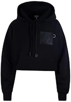(Women) LOEWE Black Cropped Cotton Hoodie with Logo Print S359Y25X41-1100 (Women) LOEWE Black Cropped Cotton Hoodie with Logo Print S359Y25X41-1100