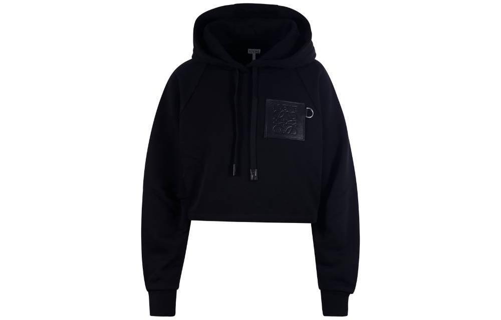 Order (W) LOEWE 黑色短版棉質連帽衫 Logo 印花 S359Y25X41-1100