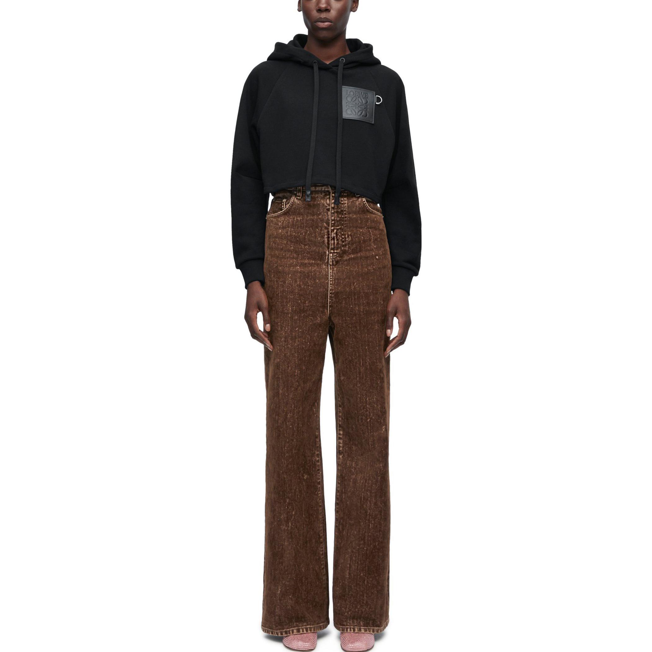 Lookbook (W) LOEWE 黑色短版棉質連帽衫 Logo 印花 S359Y25X41-1100