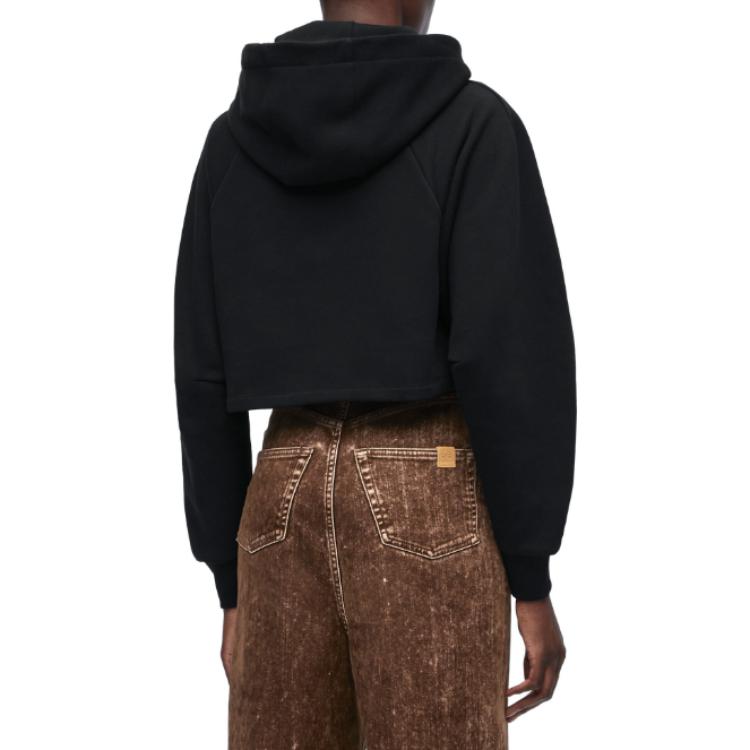 Purchase (W) LOEWE 黑色短版棉質連帽衫 Logo 印花 S359Y25X41-1100